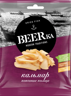 Кальмар BEERKA кольца копченые 70 г