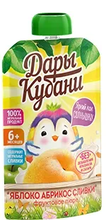 Пюре фруктовое Дары Кубани из яблок и абрикосов со сливками уп. 90 г