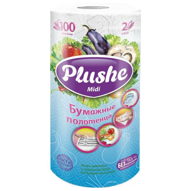 Полотенца бумажные PLUSHE "Midi" двухслойные 1 рулон