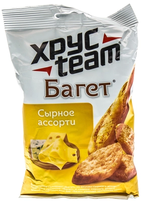 Сухарики ХРУСTEAM пшеничные багет сырное ассорти 60 г