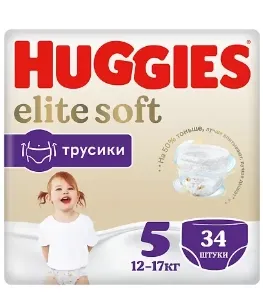 Huggies Elite Soft  Подгузники трусики р. 5 (12-17кг) уп. 34