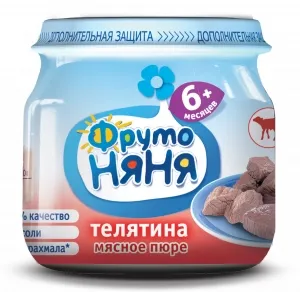 ФрутоНяня Пюре телятина 6+ мес. бан. 80г