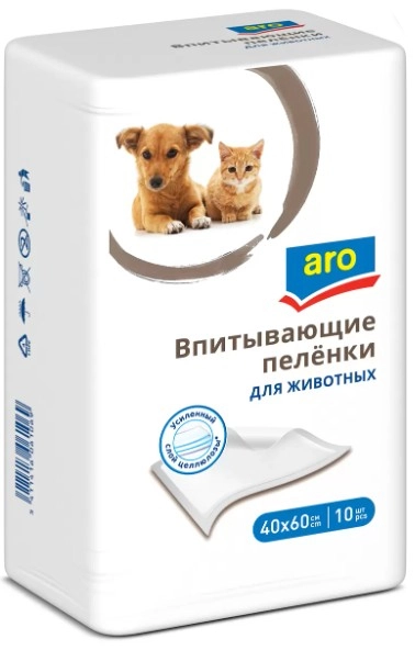 Пеленки ARO для животных впитывающие 40 &times; 60 см 10 шт