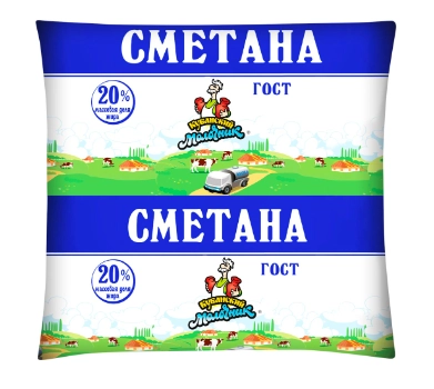Сметана КУБАНСКИЙ МОЛОЧНИК 20% 400 г пленка