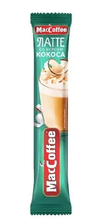 Кофейный напиток растворимый MACCOFFEE Латте со вкусом кокоса 18 г Кофейный напиток растворимый MACCOFFEE Латте со вкусом кокоса 18 г