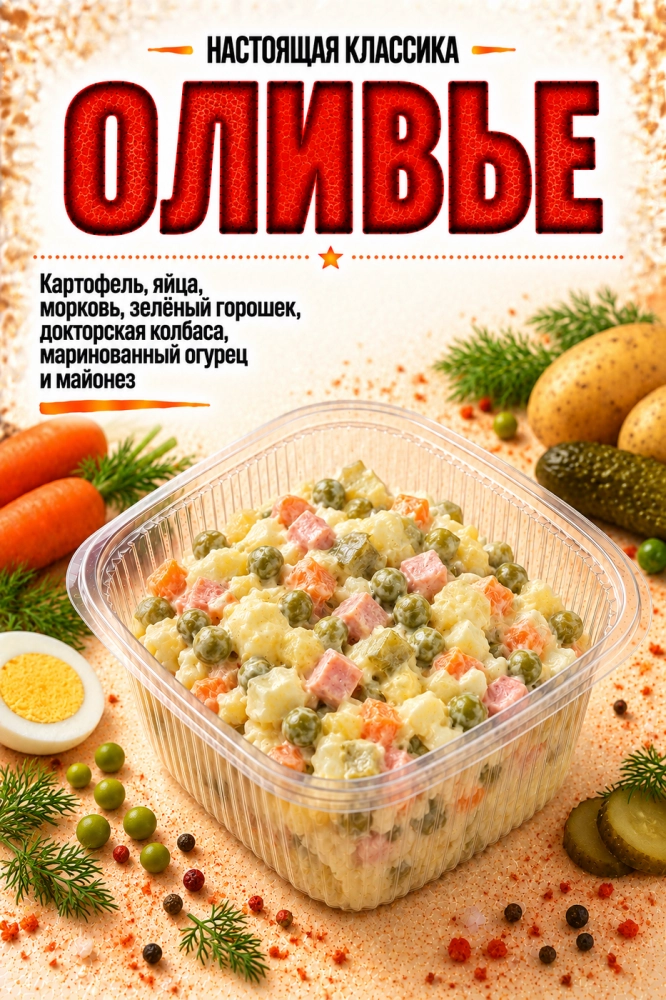 Салат "Оливье" с колбасой