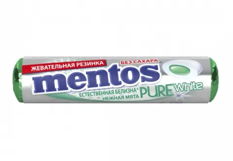 Жевательная резинка MENTOS Pure white нежная мята без сахара 16 г