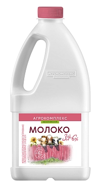 Молоко АГРОКОМПЛЕКС цельное отборное 3,4 -6% 1,4 л канистра