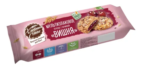 Печенье ХЛЕБНЫЙ СПАС сдобное мультизлаковое с вишневой начинкой 250 г