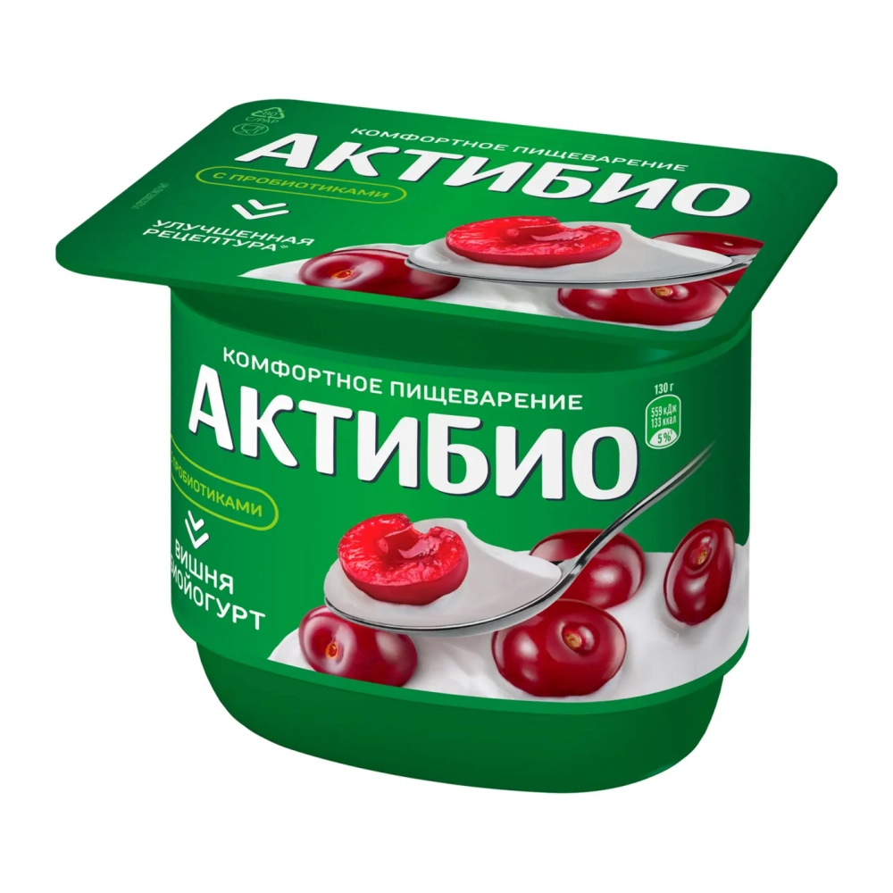 Биойогурт АКТИБИО с вишней 130 г 2,9%