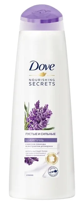 Шампунь DOVE "Густые и сильные" лаванда и розмарин 380 мл
