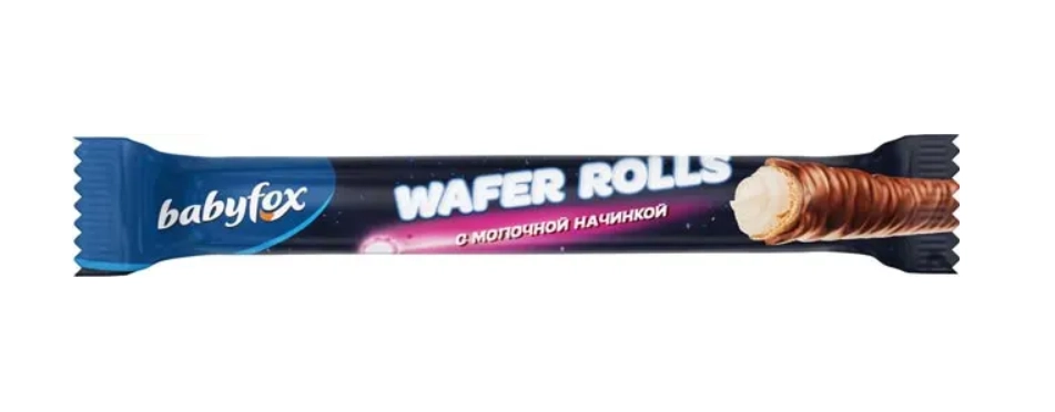 Конфеты BABYFOX "Wafer Rolls" с молочной начинкой 1,5 кг
