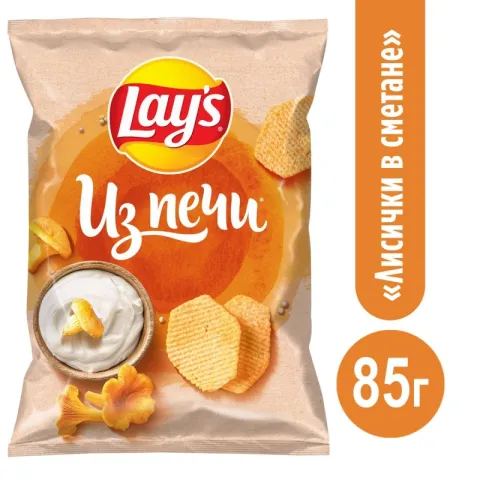 Чипсы LAYS "Из печи" грибы лисички в сметане 85 г