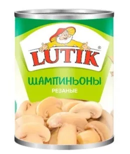 Шампиньоны LUTIK резаные маринованные 425 мл