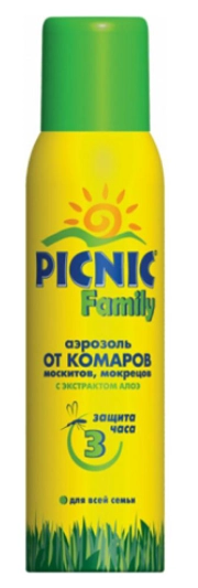 Аэрозоль PICNIC Family от комаров аэрозольный баллон 150 мл