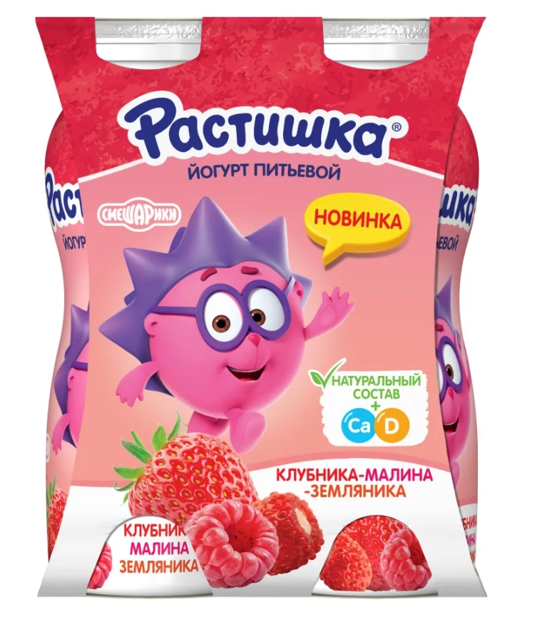 Йогурт питьевой РАСТИШКА с клубникой, малиной и земляникой 90 г