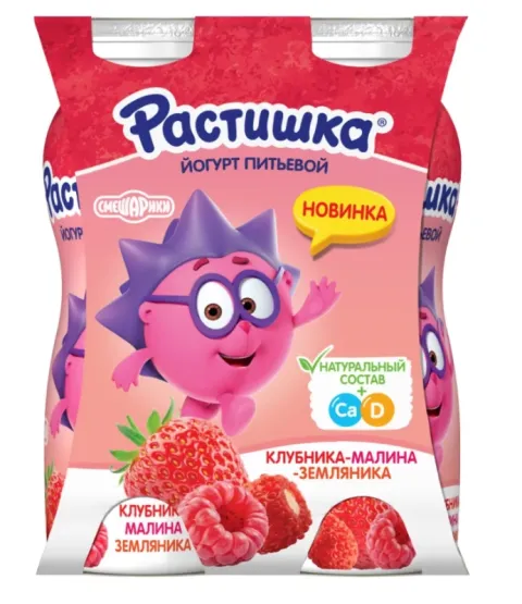 Йогурт питьевой РАСТИШКА с клубникой, малиной и земляникой 90 г