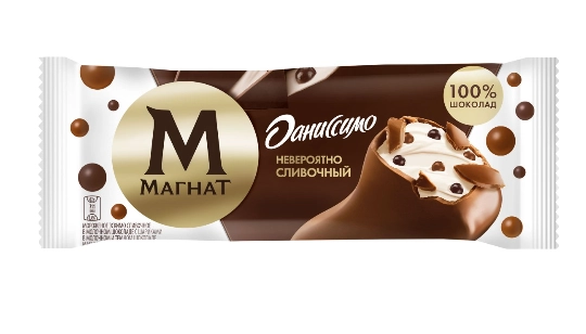 Мороженое МАГНАТ ДАНИССИМО "Невероятно сливочный" сливочное в молочном шоколаде с шариками в молочном и темном шоколаде 62 г 8%