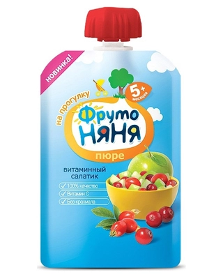 ФрутоНяня Пюре витаминный салатик 5+ месяцев дой-пак с дозатором 90 г