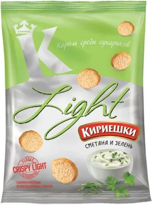 Сухарики КИРИЕШКИ Light пшенично-кукурузные сметана и зелень 80 г
