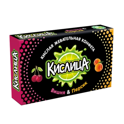 Конфета жевательная КИСЛИЦА кола, мохито, вишня, персик 18 г