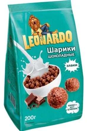 Готовый завтрак LEONARDO шоколадные шарики 200 г
