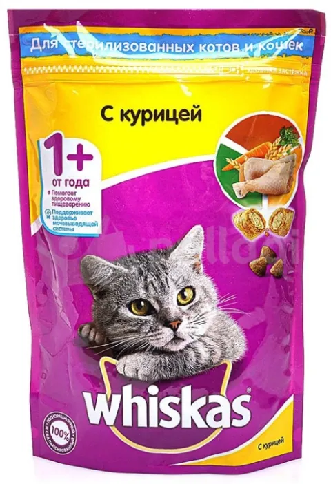 WHISKAS подушечки с нежным паштетом с курицей 800 г