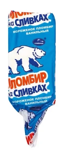 Мороженое СЛАВИЦА "Пломбир на сливках" эскимо 80 г 12%