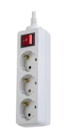 Удлинитель PERFEO "Powermate" с выключателем 1,8 м (артикул PF-PM-3/1,8-W) белый трехместный с заземлением