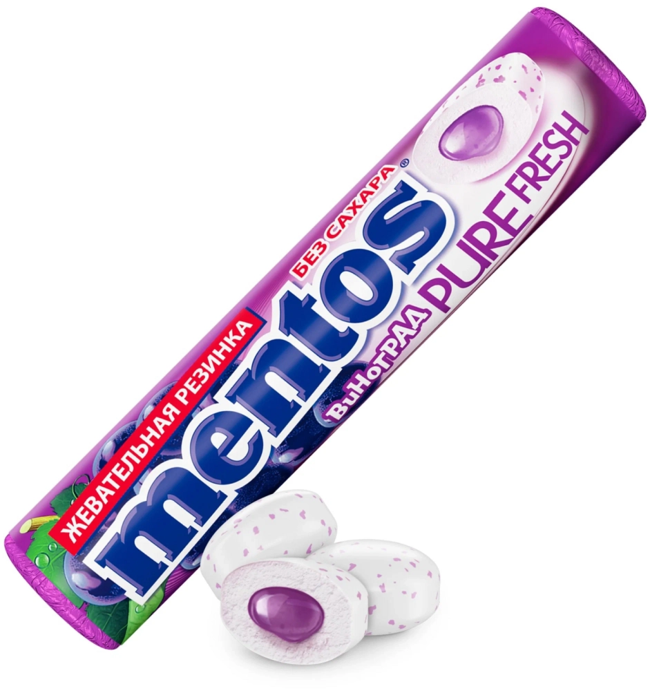 жевательная резинка "МЕНТОС" "MENTOS PURE FRESH" со вкусом винограда