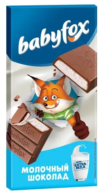 Шоколад BABYFOX молочный плитка тонкая 90 г