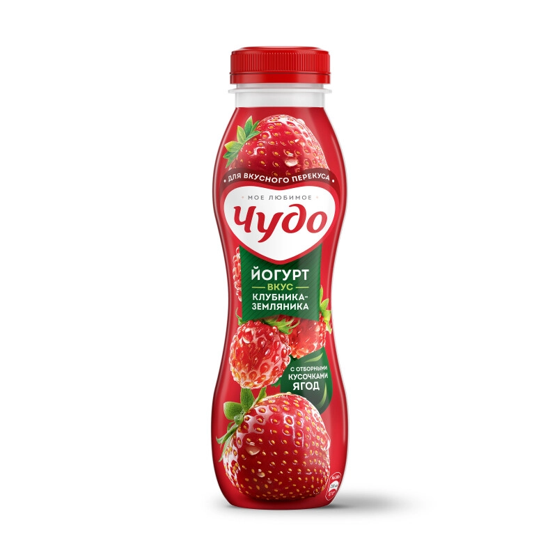 Йогурт питьевой ЧУДО клубника-земляника 260 г 1,9%