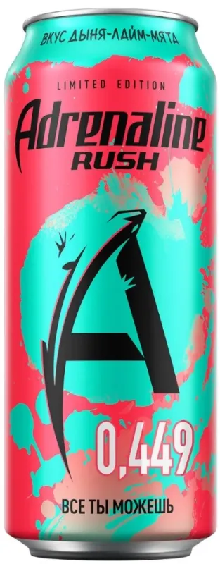 Напиток энергетический ADRENALINE Rush Дыня-Лайм-Мята 0.499 л