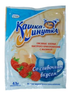 Хлопья овсяные быстрого приготовления КАШКА МИНУТКА малина-сливки 43 г