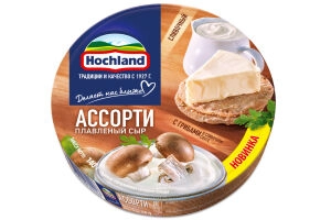 Сыр HOCHLAND &laquo;Ассорти&raquo; с грибами плавленый 50%, 140 г