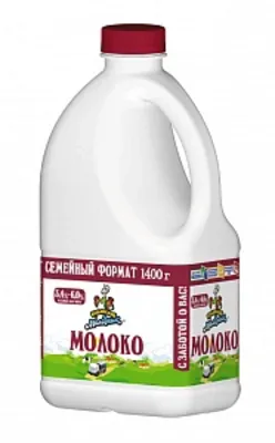 Молоко КУБАНСКИЙ МОЛОЧНИК отборное пастеризованное 3,4-6% 1,4л канистра