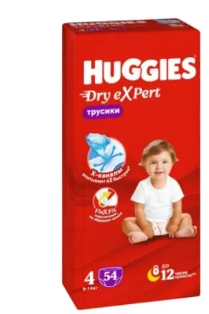 HUGGIES Dry Expert Подгузники-трусики   №4 (9-14кг) уп. 54