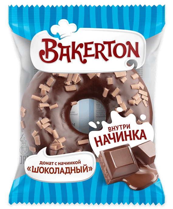 Донат BAKERTON "Шоколадный" с начинкой глазированный 67 г