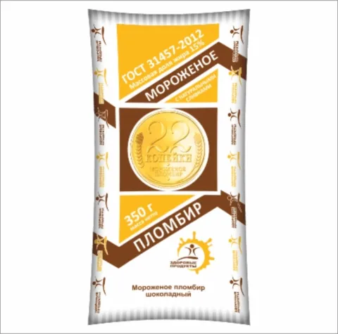 Полено мороженое ЗДОРОВЫЕ ПРОДУКТЫ "22 копейки" шоколадный 350 г 15%