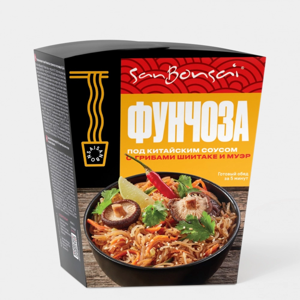 Вермишель SAN BONSAI "Фунчоза" под китайским соусом с грибами шиитаке и муэр 120 г