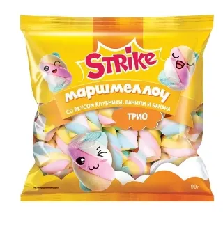 Маршмеллоу STRIKE "Trio" со вкусом клубники, ванили и банана 90 г