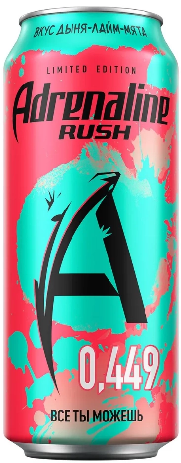 Напиток энергетический ADRENALINE Rush Дыня-Лайм-Мята 0.499 л