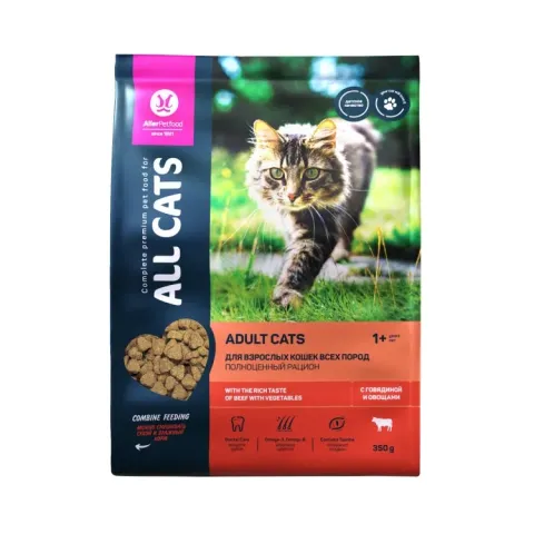 ALL CATS корм сухой д/взр. кош. с говядиной, 350 г ALL CATS корм сухой д/взр. кош. с говядиной, 350 г