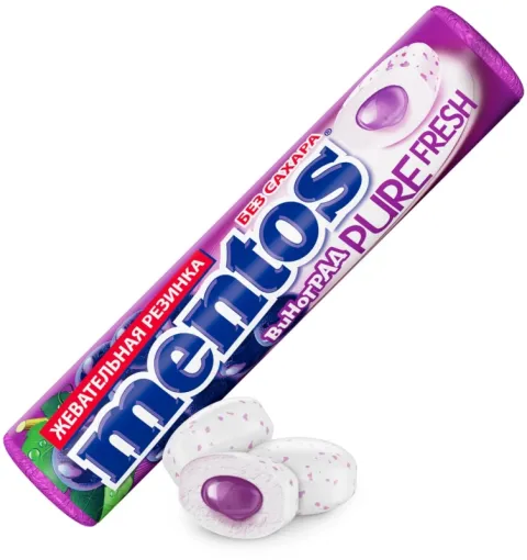 жевательная резинка "МЕНТОС" "MENTOS PURE FRESH" со вкусом винограда
