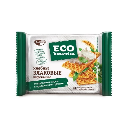 Вафли ECO-BOTANICA "Вафельные хлебцы злаковые с творожным сыром и прованскими травами" 75 г
