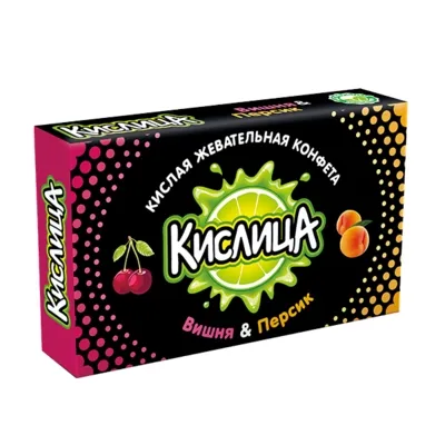 Конфета жевательная КИСЛИЦА кола, мохито, вишня, персик 18 г
