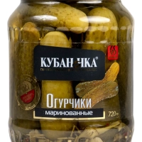 Огурцы КУБАНОЧКА маринованные целые 2,8 кг, жестяная банка