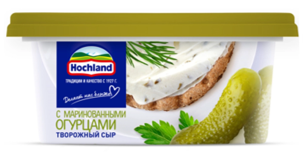 Сыр HOCHLAND творожный с маринованными огурцами 140 г 60%