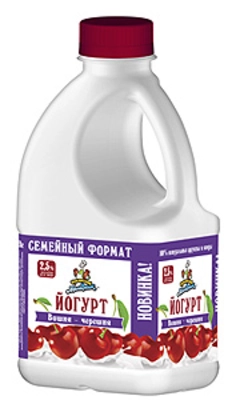 Йогурт КУБАНСКИЙ МОЛОЧНИК вишня-черешня 720 мл 2,5%