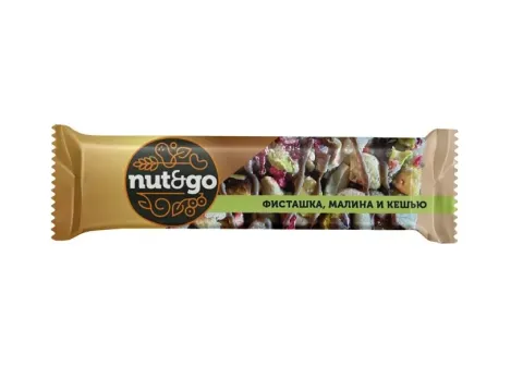 Батончик KDV "Nut&Go" с  фисташкой, кешью и малиной глазированный 28 г
